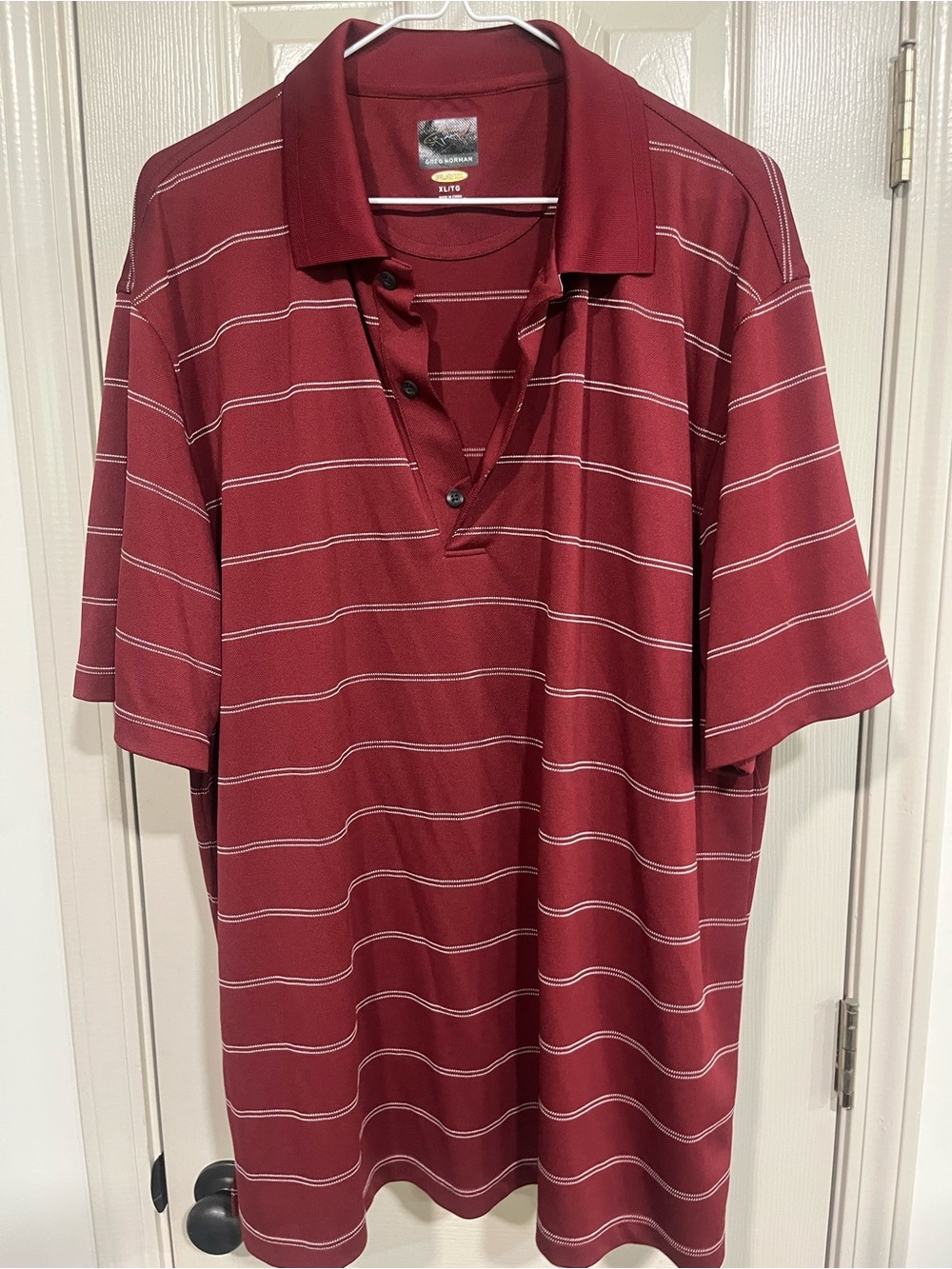 Greg Norman Collection Men's Maroon Polo with White Stripe